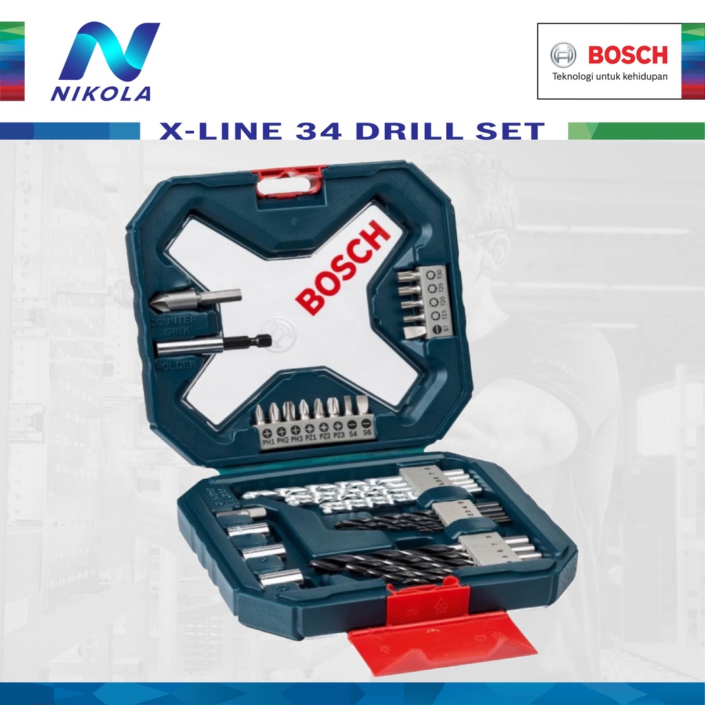 Jual BOSCH 34 Piece X-Line Classic Drill Driver Bit & Screwdriver Bit ...