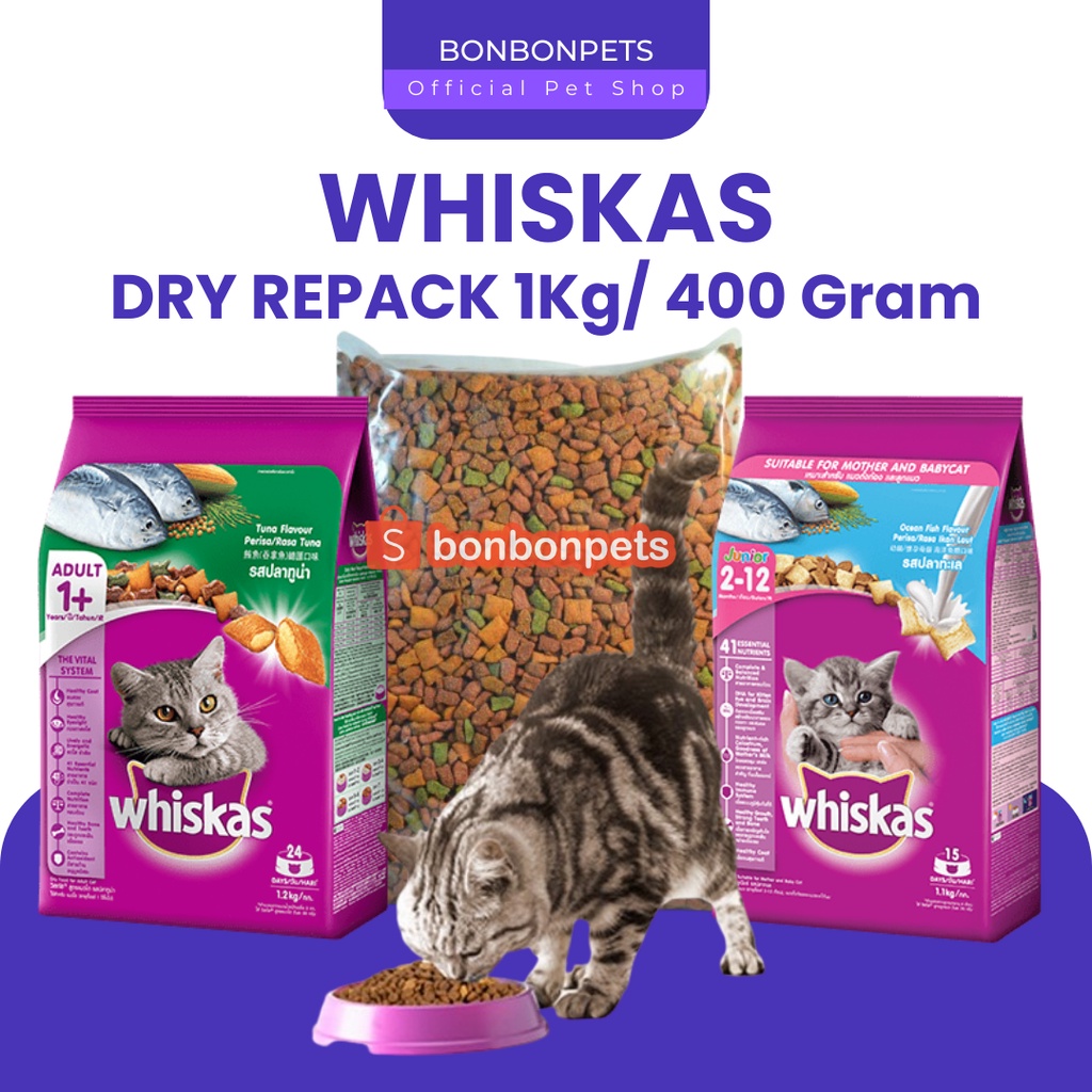 Jual Whiskas Repack 1 kg Adult Junior Wiskas Dry Makanan Kucing Kering
