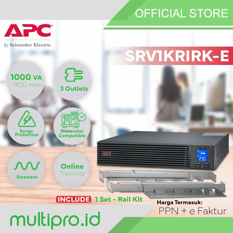 Jual APC SRV1KRIRK-E EASY UPS ONLINE RACKMOUNT 1000VA 900WATT RAILKIT ...