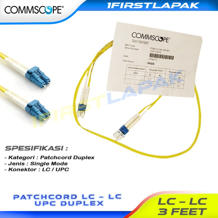 Jual Patchcord LC LC UPC Duplex SM Fiber Optik 3 Feet AMP Commscope ...