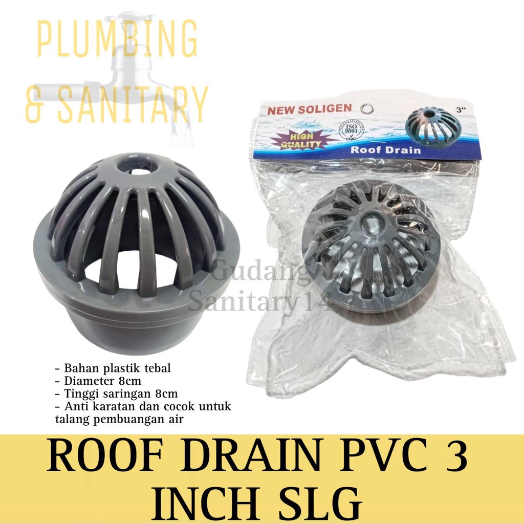 Jual Roof drain PVC tebal 3 inch saringan talang air pembuangan