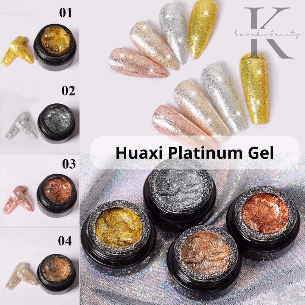 Jual HUAXI Glitter Pot Series Rosegold Gold Bronze Gel Polish Gliter