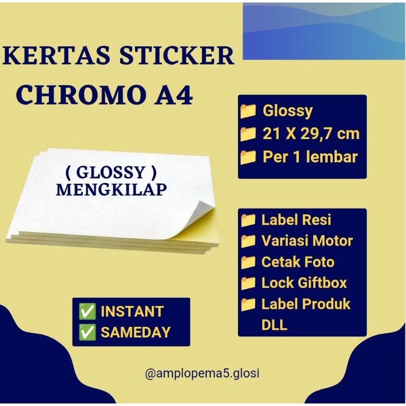 Jual Kertas Sticker Chromo A4 Glossy/mengkilap | Shopee Indonesia