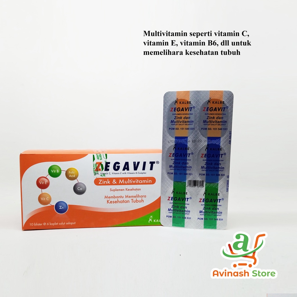 Jual ZEGAVIT MULTIVITAMIN DAN ZINC ISI 6 KAPLET HARGA PERSTRIP | Shopee ...