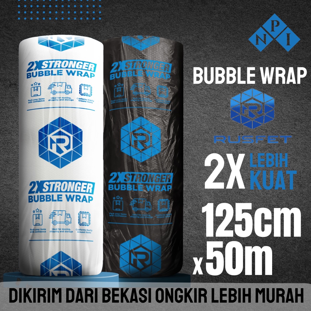 Jual RUSFET Plastik Bubble Wrap Hitam Bening 50 Meter Bubblewrap DKM ...