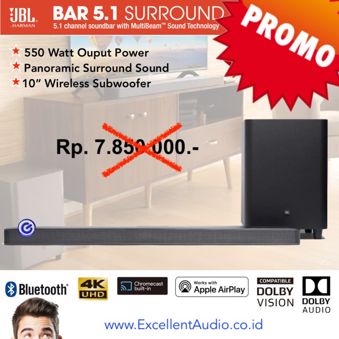 Buy JBL Bar 5.1 510W 5.1-Channel Soundbar System Online In UAE - Foto 7
