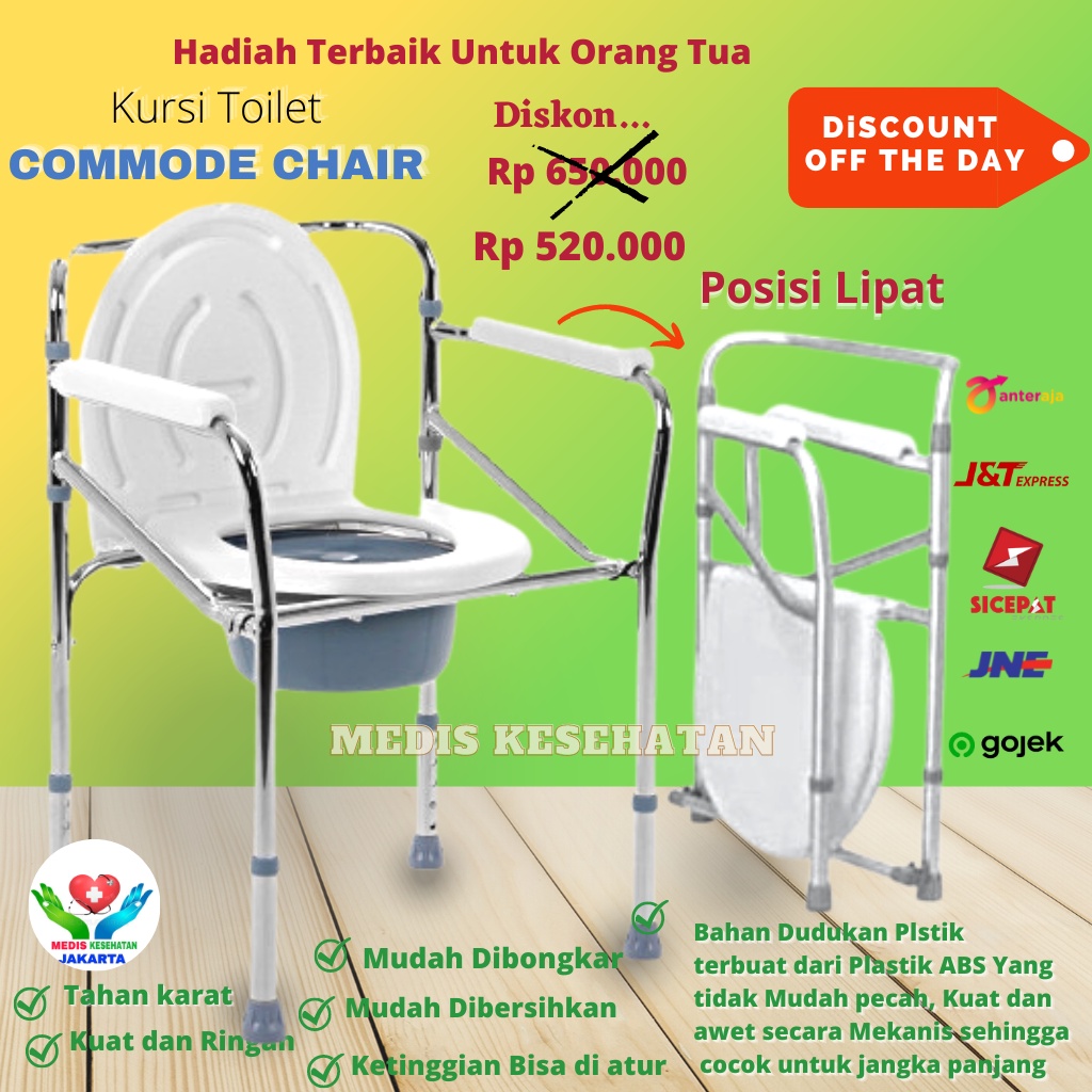 Jual PROMO PALING MURAH Kursi Toilet BAB Commode Chair Tanpa Roda ...