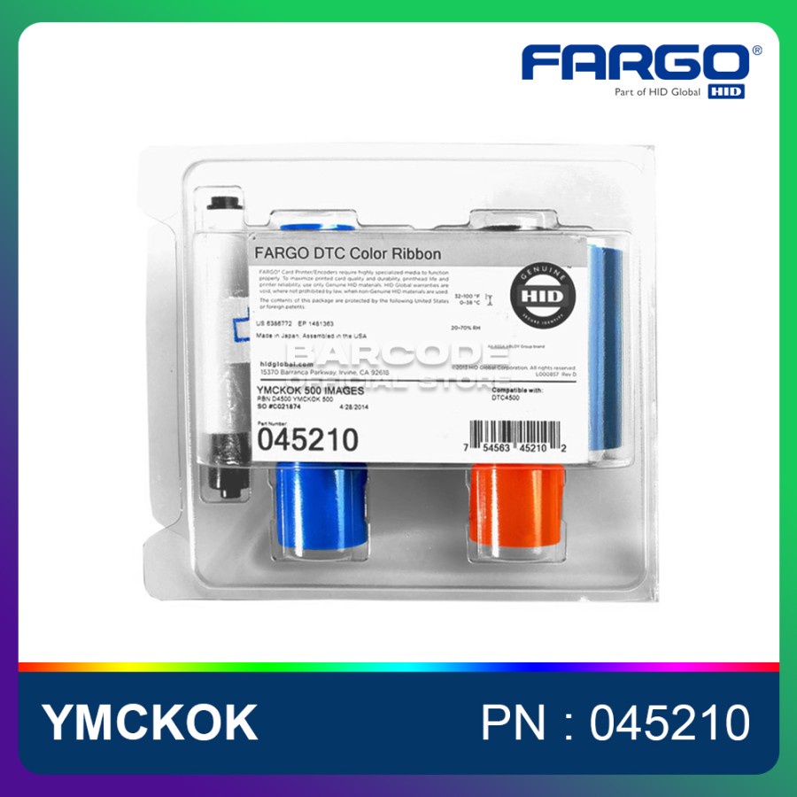 Jual Ribbon Color Fargo DTC4500e PN 45210 YMCKOK ID Card Printer 045210 ...