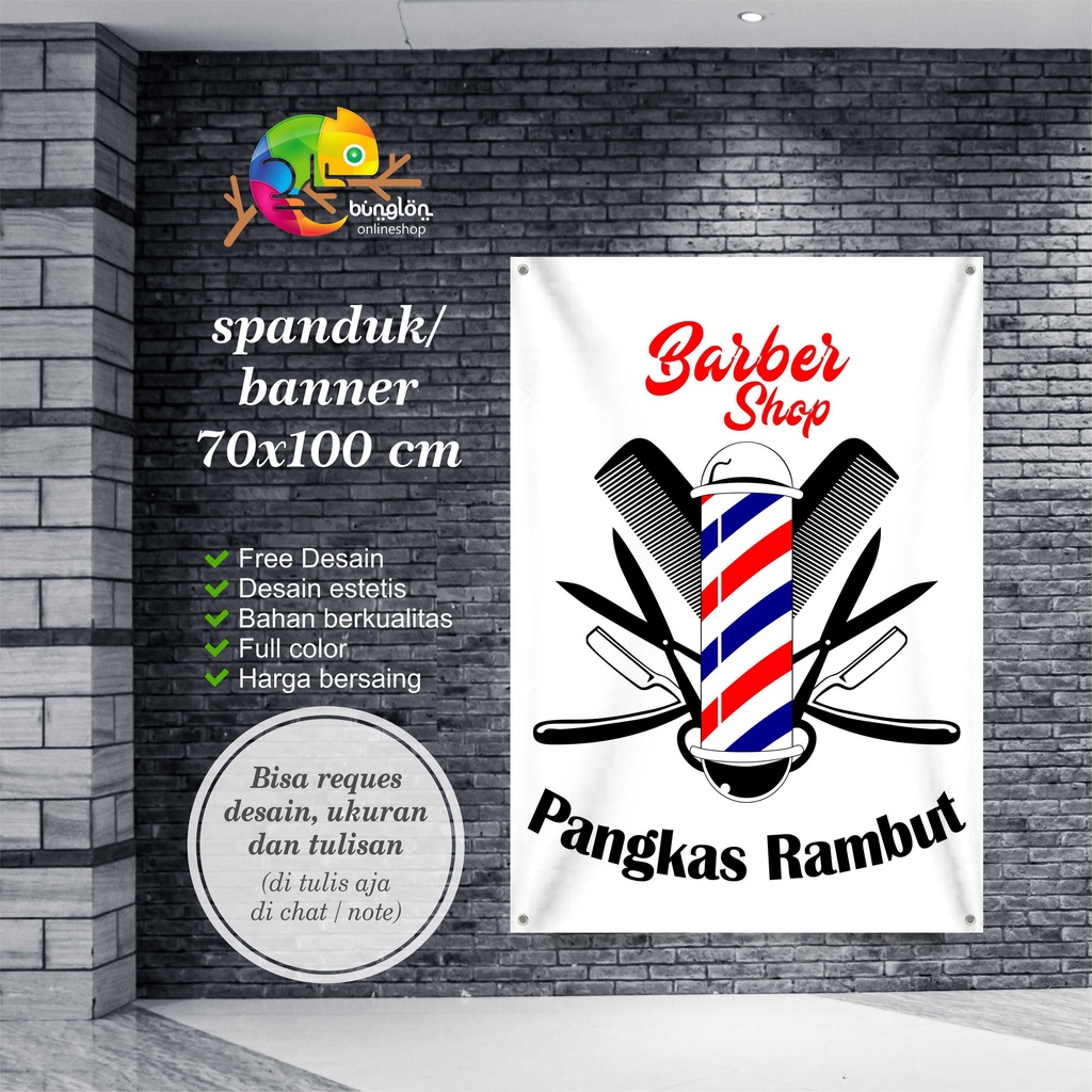 Jual Spanduk, Banner Berdiri Pangkas Rambut, Barber Shop Putih | Shopee