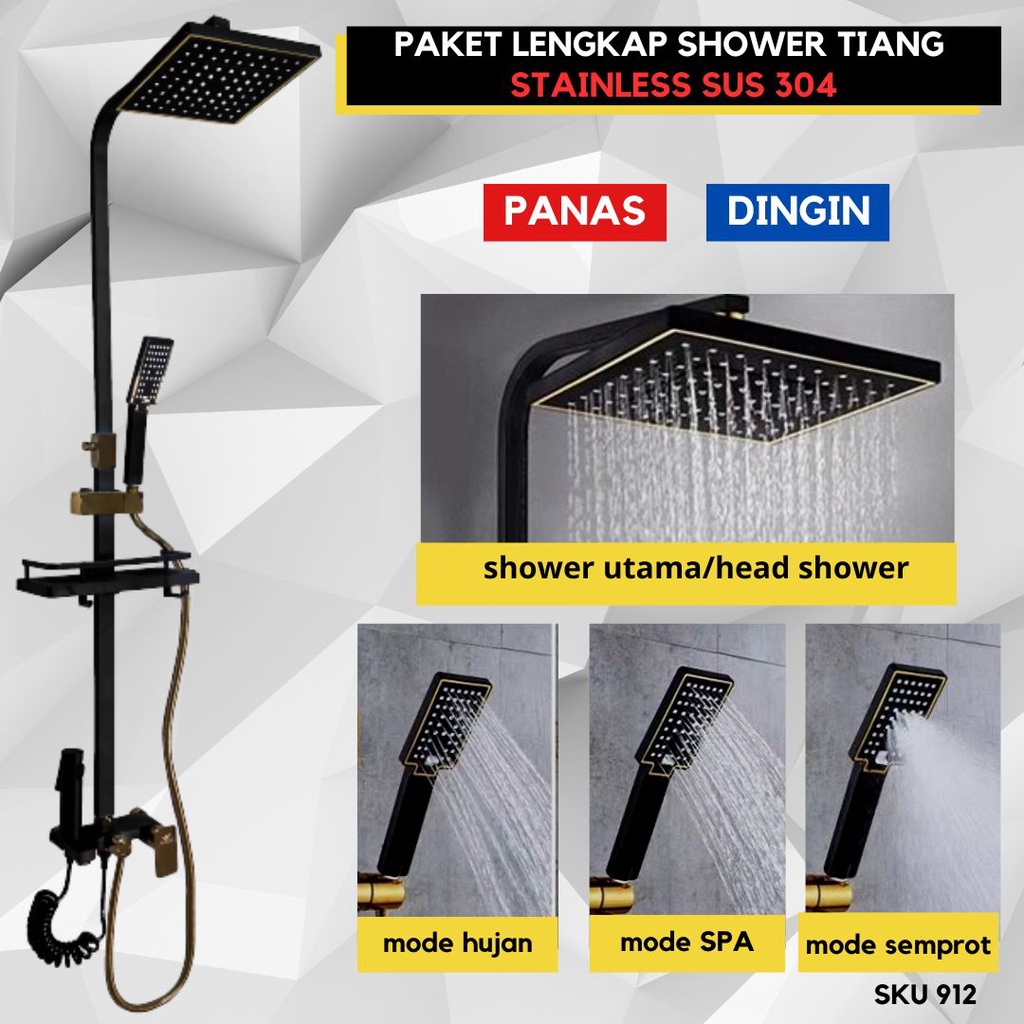 Jual FLUSSO SHOWER TIANG KOMPLIT | Shower Tiang Set Kran Panas Dingin | Shower Panas Dingin ...