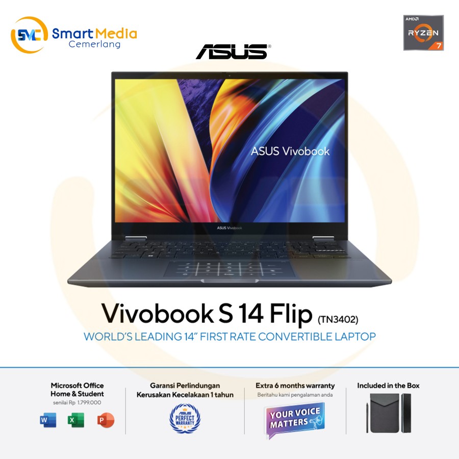 Jual Asus Vivobook S14 Flip Tn3402qa Ryzen 7 5800h 8gb 512gb Ssd 14 2 8k W11 Office