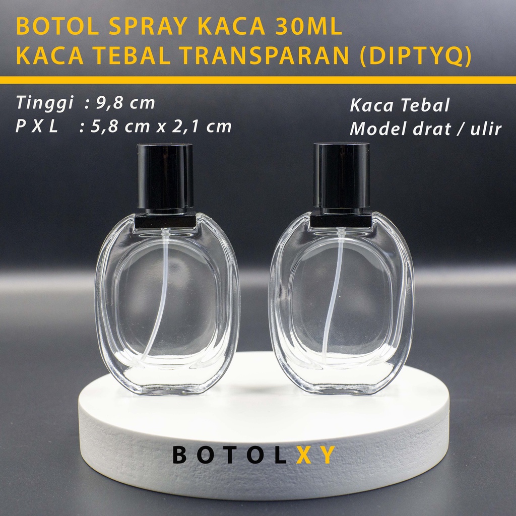 Jual Botol Parfum 30ml Spray Kaca BENING TRANSPARAN Oval Isi Ulang ...