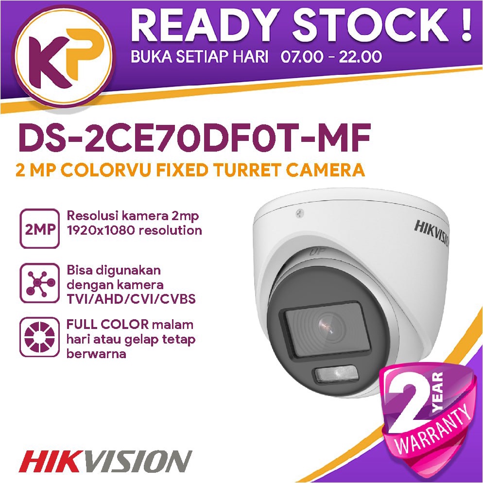 Jual HIKVISION DS-2CE70DF0T-MF 2MP COLORVU TURBO HD FIXED TURRET CAMERA ...