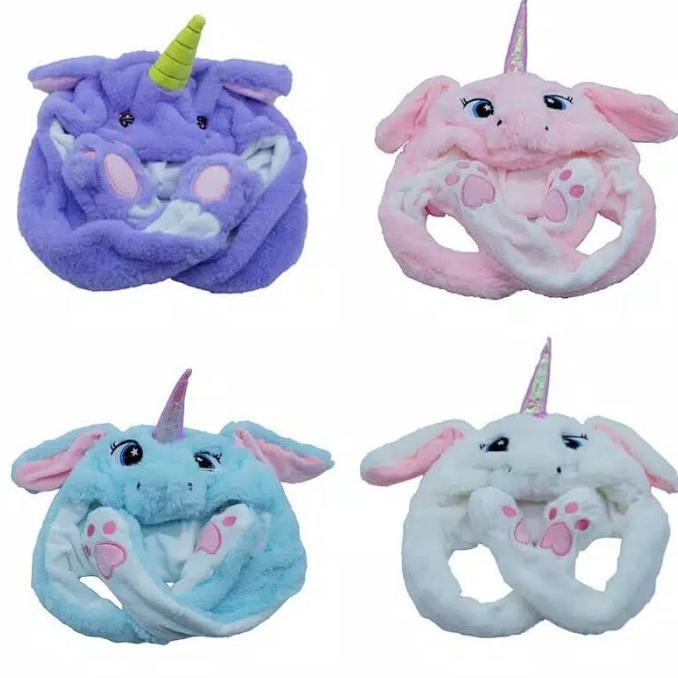 Jual Ear Bunny Hat Topi Unicorn Tik Tok Ear Blue Unicorn Hat Pink ...