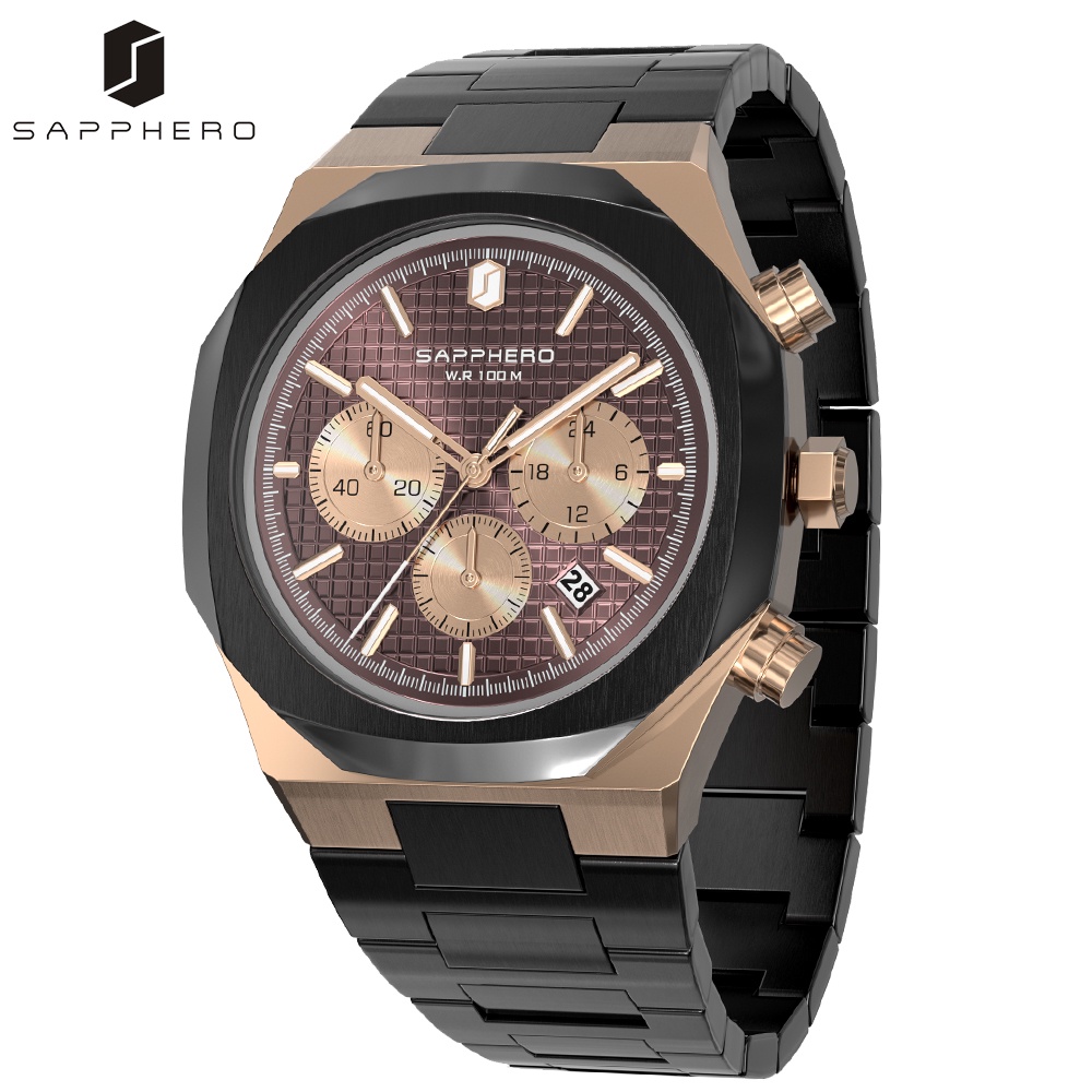 Jual SAPPHERO Mens Watch 100M Tahan Air Stainless Steel Gerakan Kuarsa ...