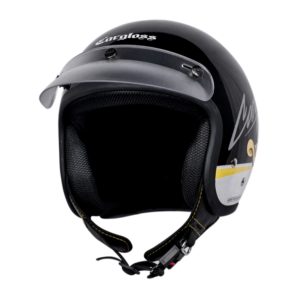 Jual Cargloss CFM Retro Pet Mini Helm Half Face - Speed Duck Deep Black ...