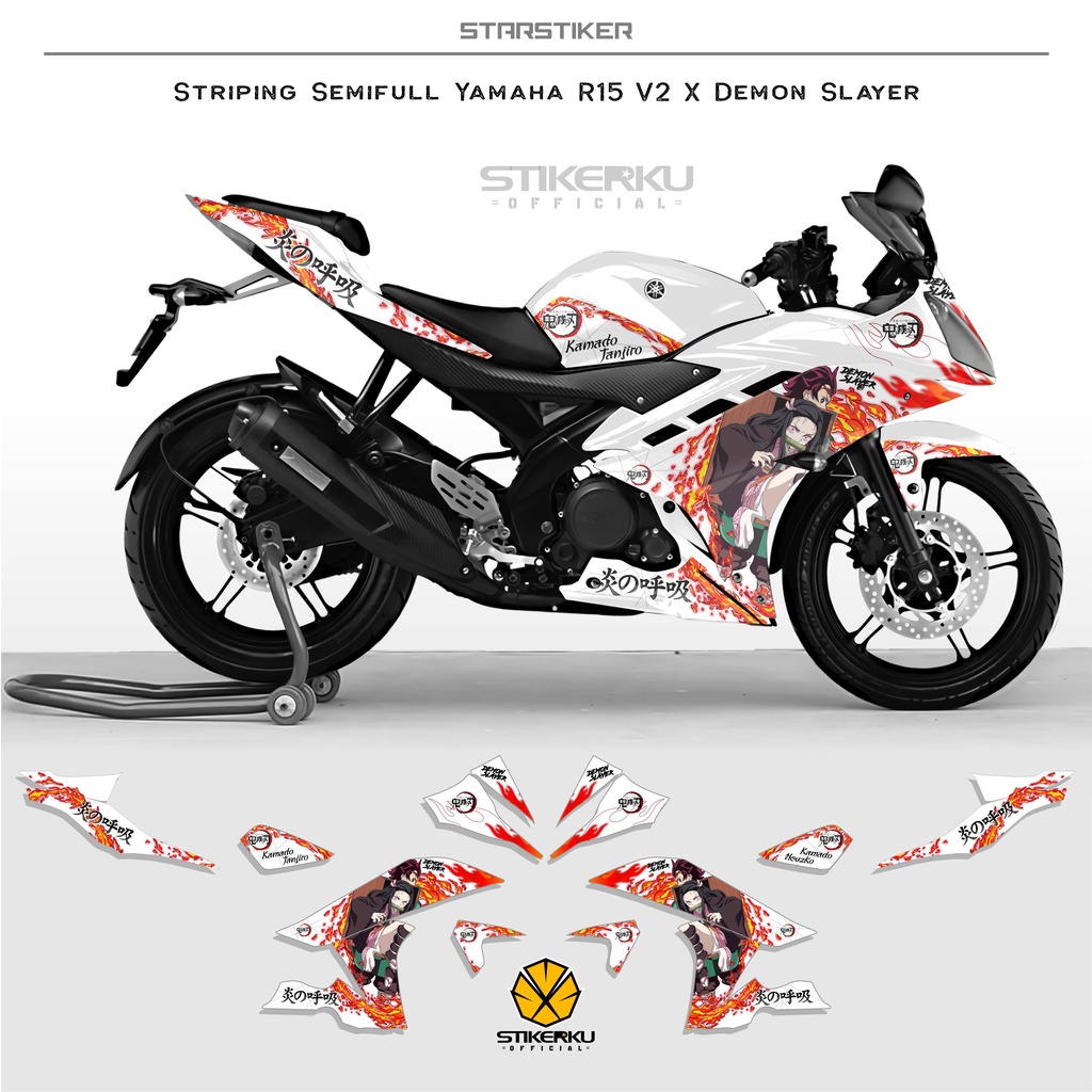 Jual KM STRIPING R15 V2 DECAL SEMI FULL / SEMIFULL / ANIME KIMETSU NO ...