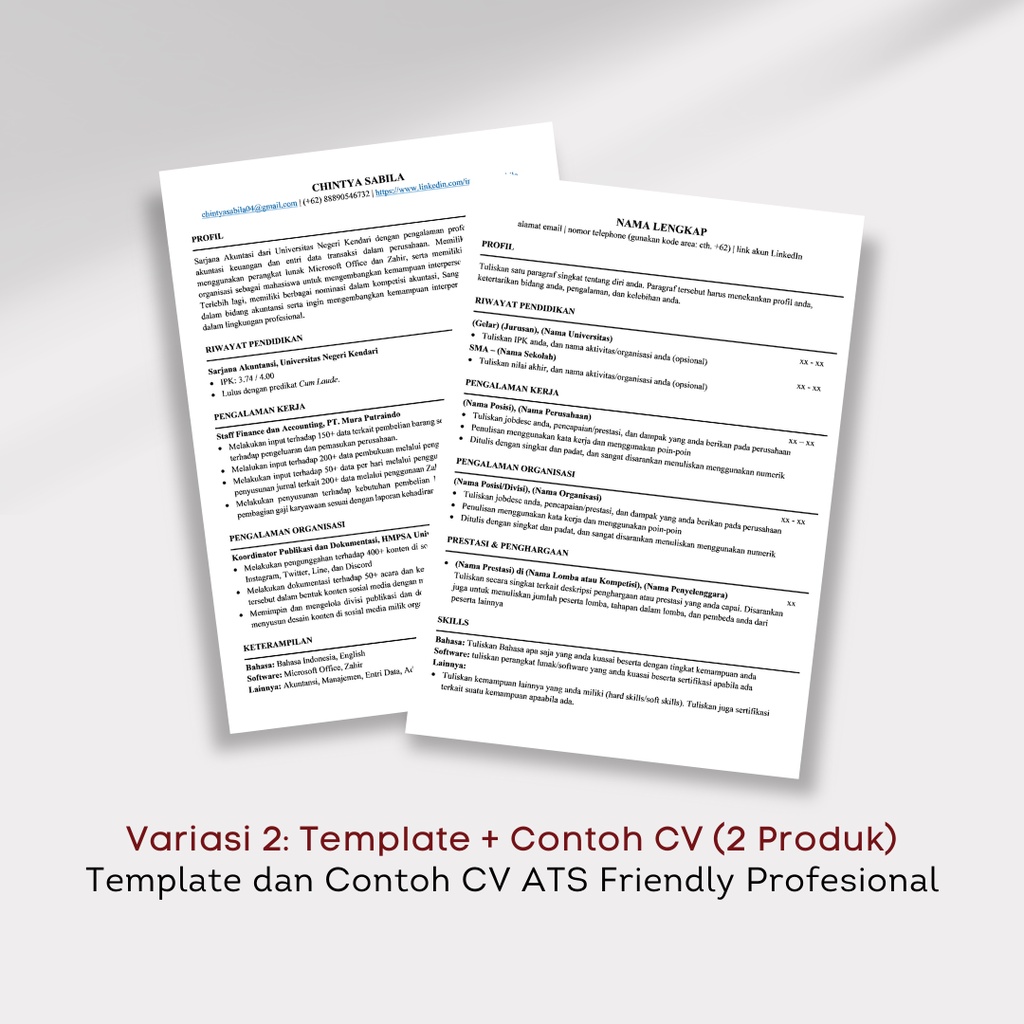 Jual cv ats bahasa indonesia jasa pembuatan cv ats friendly