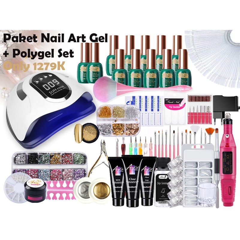 Jual Paket Nail Art Gel 10Warna Lengkap Accesories & Painting Gel ...