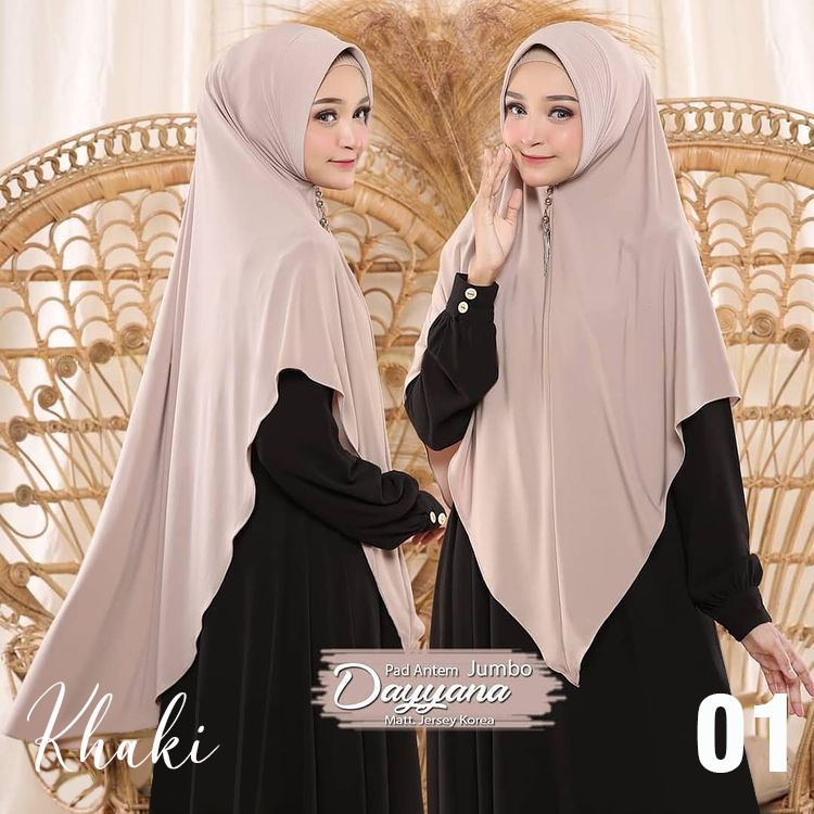 Jual Hijab Jilbab Kerudung Khimar Instan Syari Jumbo Pet Antem Jersey Premium Dayyana Shopee