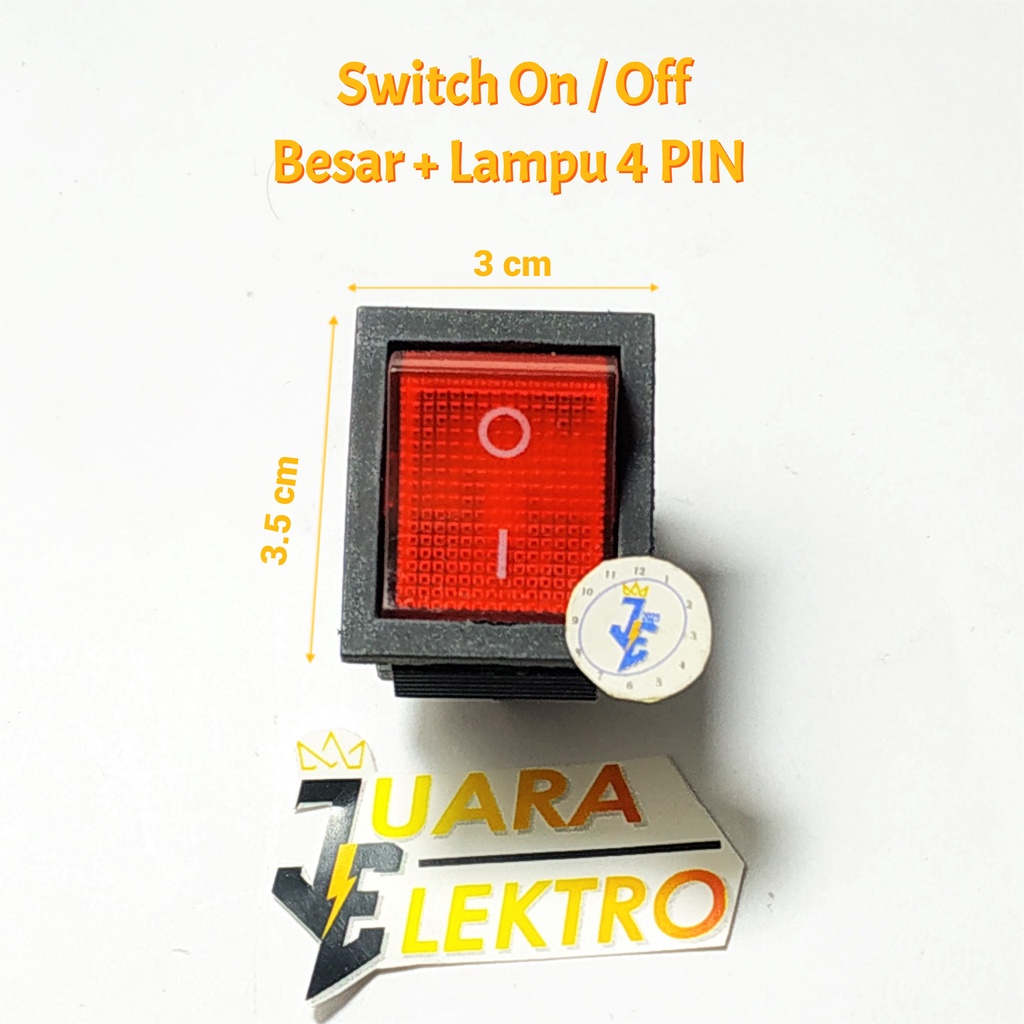 Jual Switch Power On - Off Besar + Lampu 4 PIN | Saklar Besar / Tombol ...