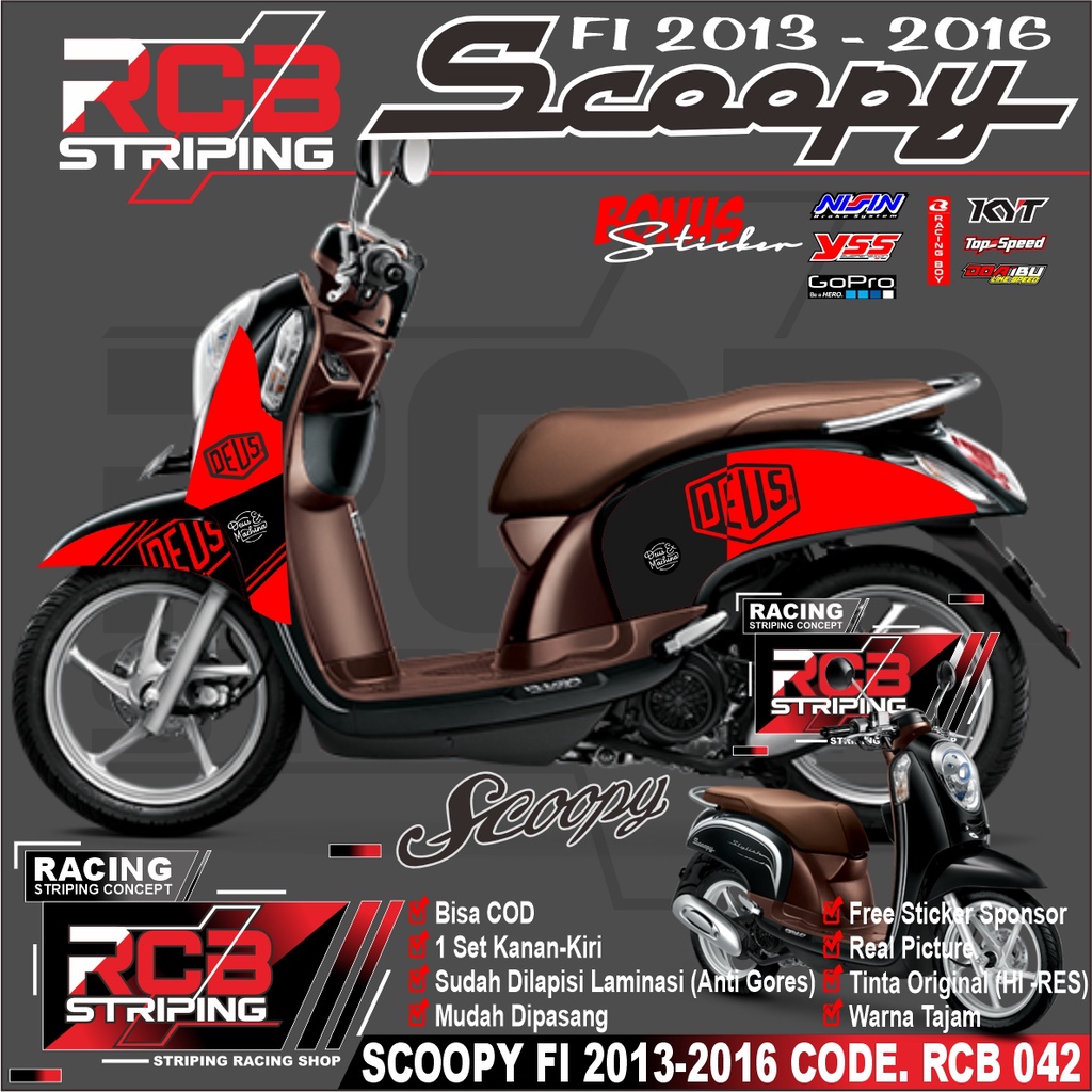 Jual Striping Scoopy 2013 2014 2015 2016 Fi / F1 Lama Stiker Lis Motor ...