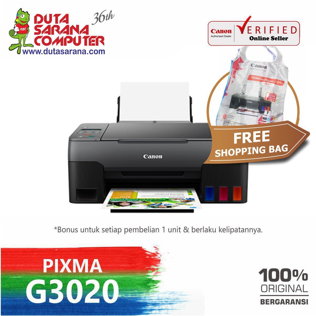Jual PRINTER CANON PIXMA G3020 G 3020 Print Scan Copy Wifi A4 Printer ...