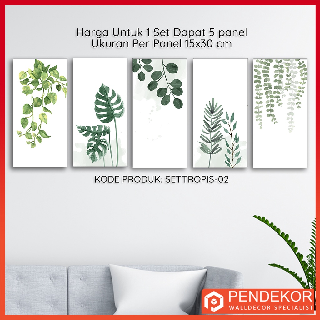 Jual Set Hiasan Dinding Tema Tropis Dapat 5 Panel Pajangan Dinding