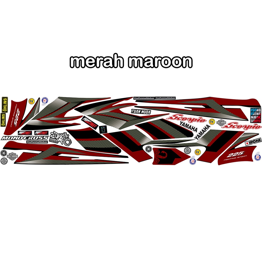 Jual stiker scorpio steko warna merah maroon | Shopee Indonesia
