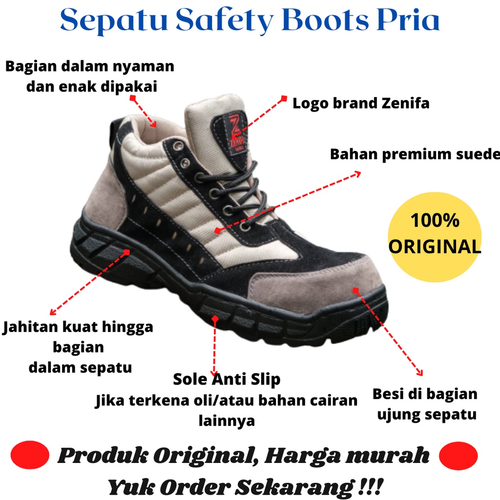 Jual Sepatu Safety Pria Safety Shoes Sepatu Kerja Proyek Pria Sepatu Septi Septy H05 Sefty