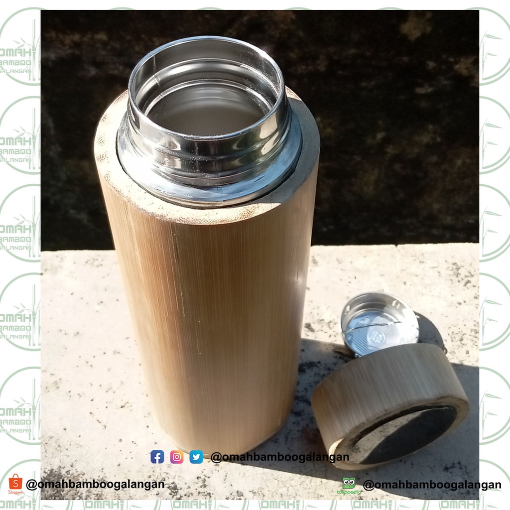 Jual Termos Bambu Digital Termos Tumbler Bambu Vakum Dilengkapi Pengukur Suhu Digital Memudahkan