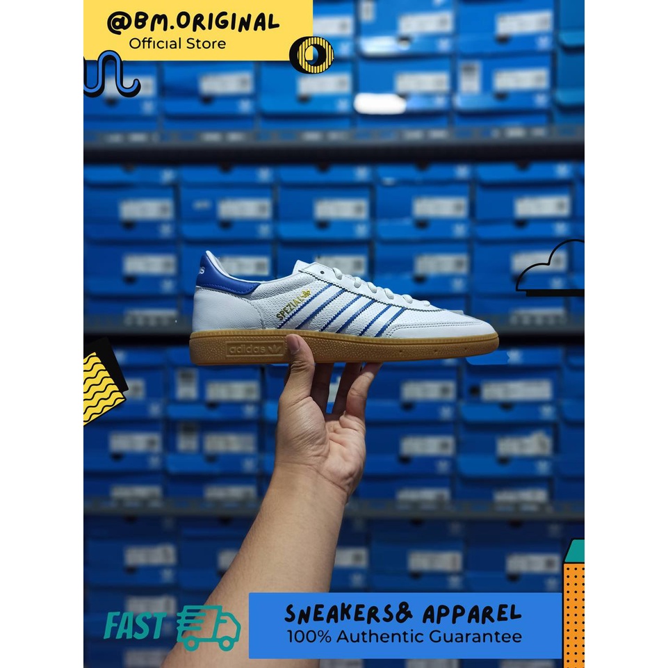 Jual Adidas Spezial Handball White Leather Blue Gold Metallic Gumsole ...