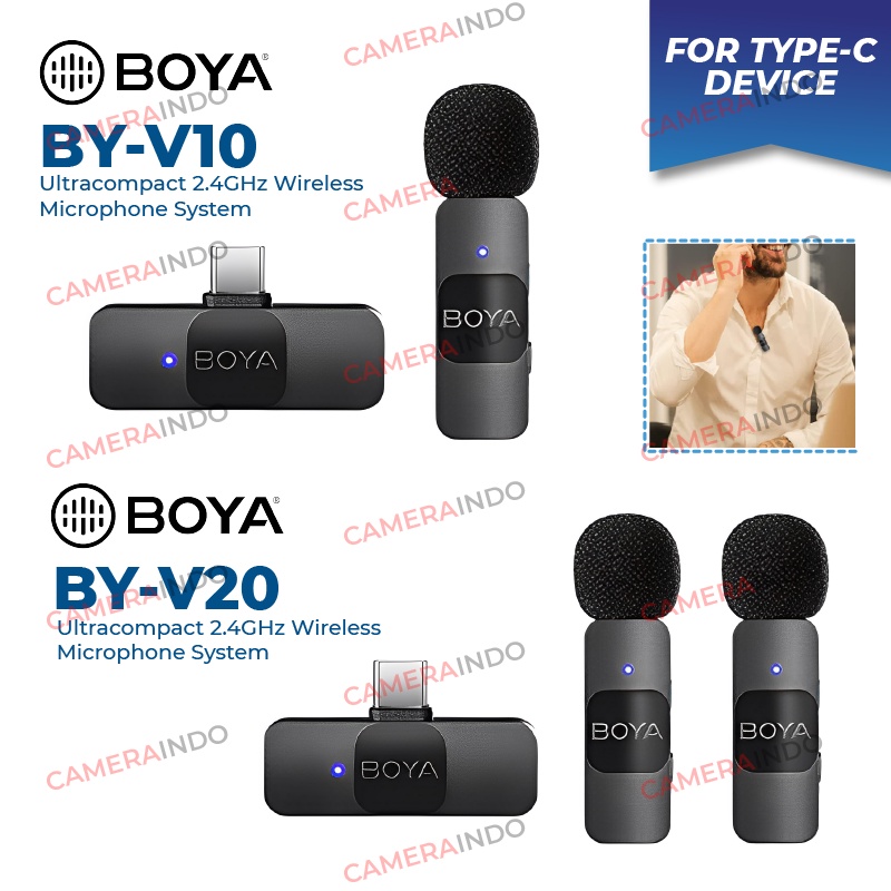 Jual Boya BY-V10/V20 Ultracompact 2.4Ghz Wireless Microphone for ...