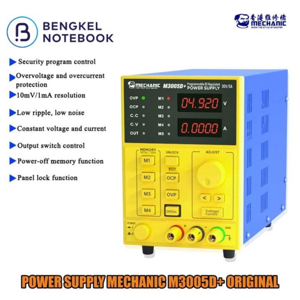 Jual Power Supply Unit PSU Servis Mechanic M3005D DC 30V 5A Original