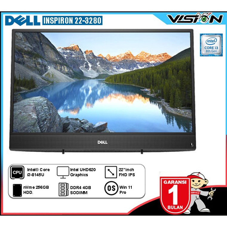 Jual PC AIO DELL INSPIRON 3280 Core i3/i5 Gen8 | DDR4 4GB/nVme256