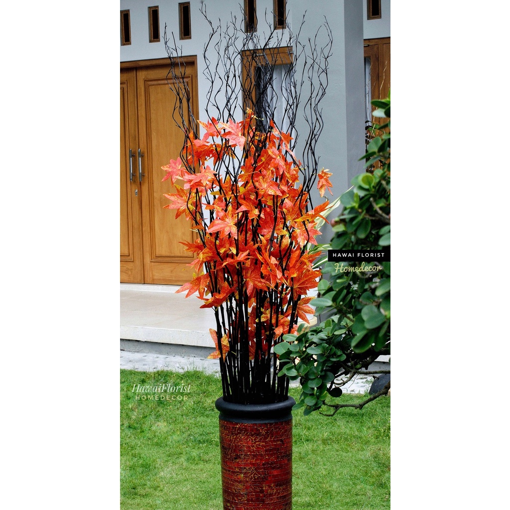 Jual Perlengkapan Rumah Bunga Dekorasi 15 Batang Bambu Ulir Hitam Maple ...