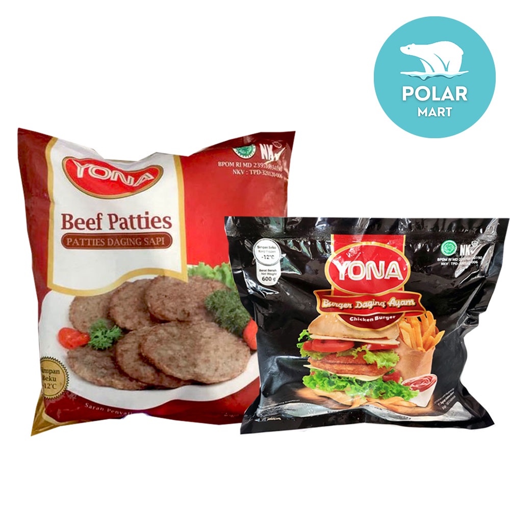 Jual Yona Burger Patties Variasi Chicken 600 Gram & Beef 500 Gram / 1Kg