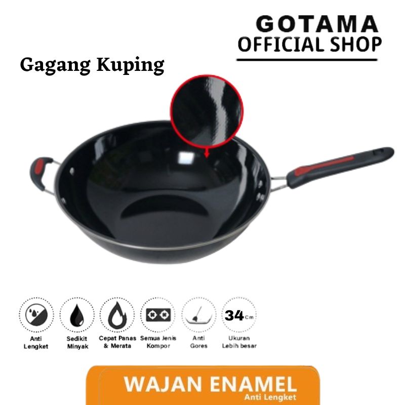 Jual Gotama Wajan Teflon Enamel Tahan Api Dan Tidak Lengket