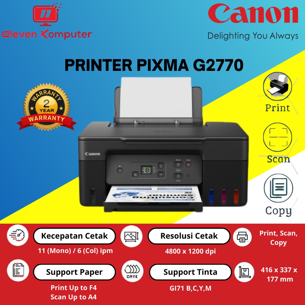 Jual Printer Canon Pixma G2770 G 2770 Print Scan Copy Gi71 Cmyk Shopee Indonesia 2717