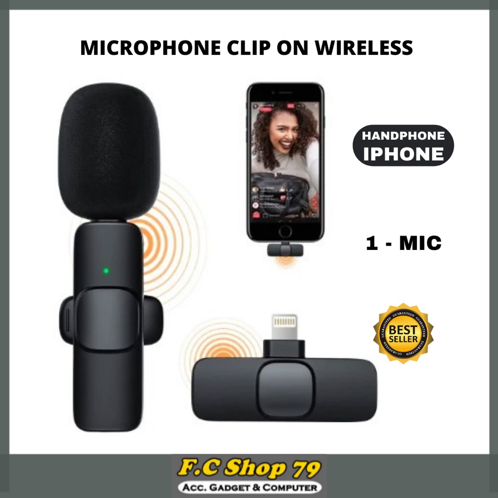 Jual PROMO!! MICROPHONE MIC CLIP ON WIRELESS TIPE TYPE LIGHTNING