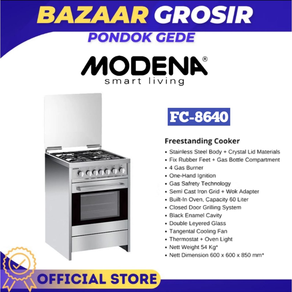 Jual KOMPOR FRESTANDING MODENA FC-8640 / FC8640 KOMPOR STANDING COOKER ...