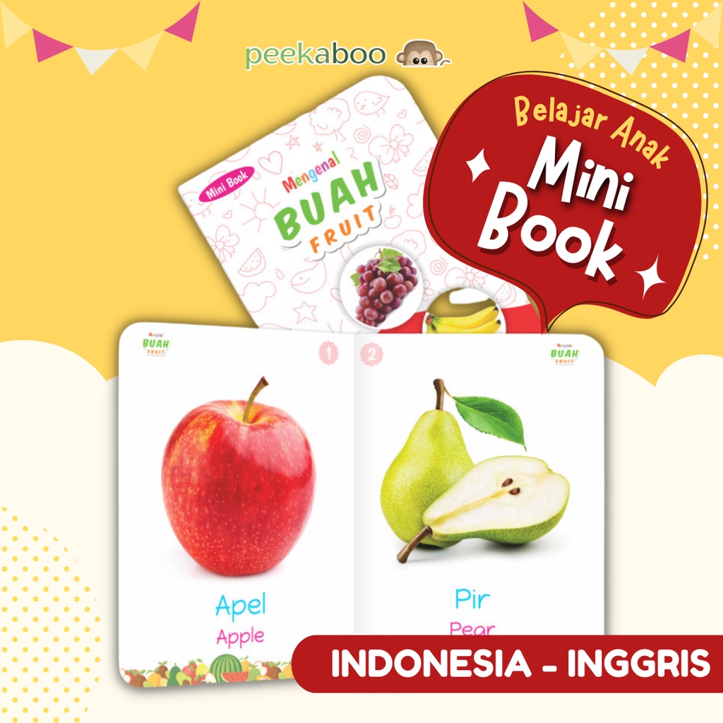 Jual (COD) MINI BOOK - BUAH | BUKU BELAJAR ANAK BALITA | BAYI BILINGUAL