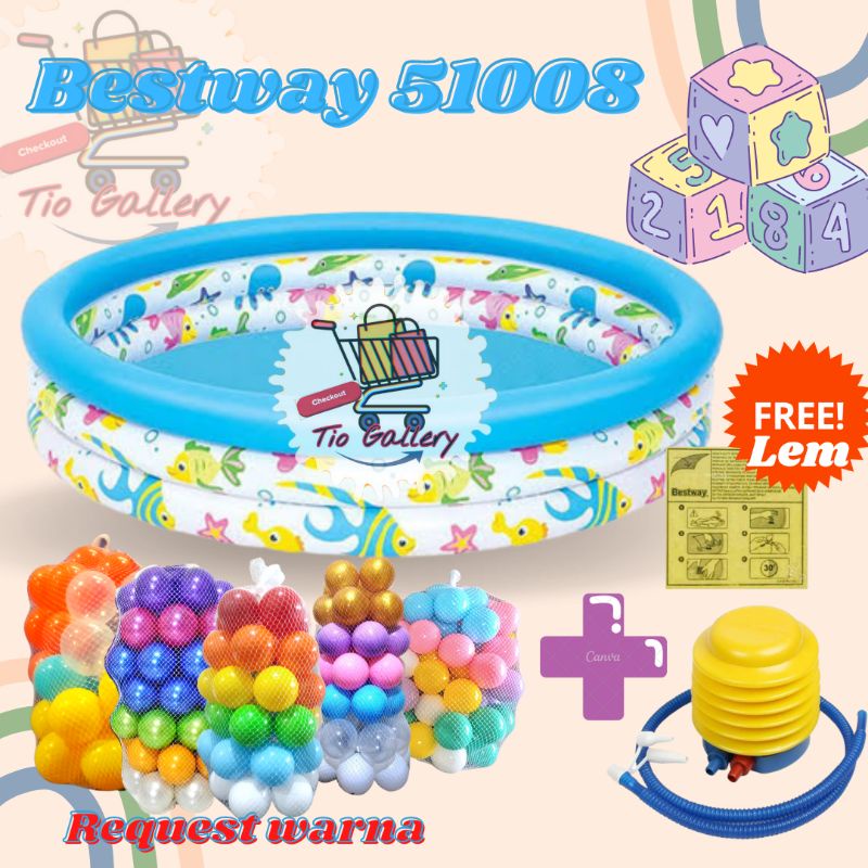 Jual Kolam Renang Anak Dan Bayi Bestway 51008 Uk 102 X 25cm - Paket ...