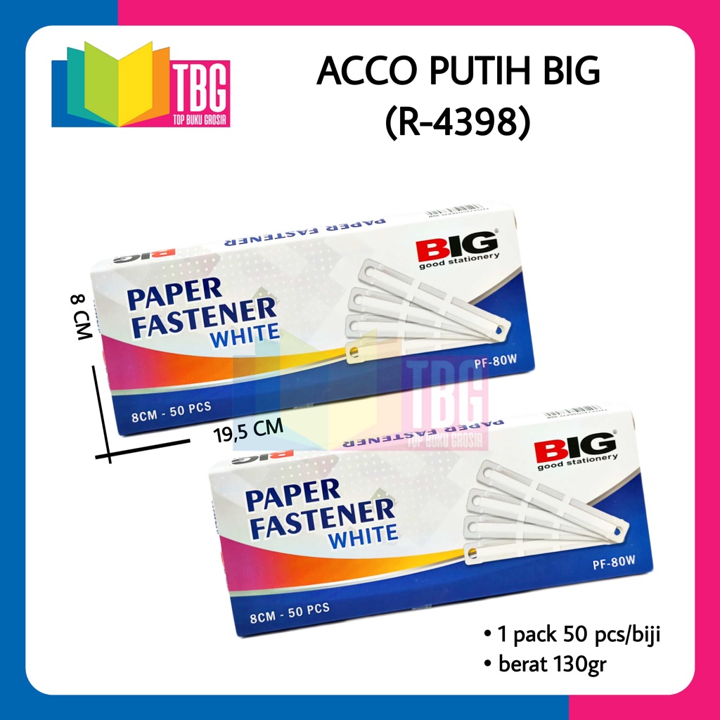 Jual 1 PACK ACCO PUTIH BIG PAPER FASTENER PENGIKAT KERTAS (R-4398 ...