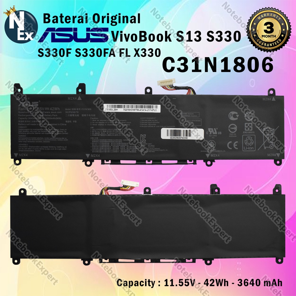 ASKC 42Wh C31N1806 Laptop Batterie pour ASUS VivoBook S13 X330FA X330FN X330FL X330UA X330UN S330UA S330FA S330FN V330FA V330FN K330FA K330FN I330FN R330UN ADOL 13 13FA 13FN 13UA Series