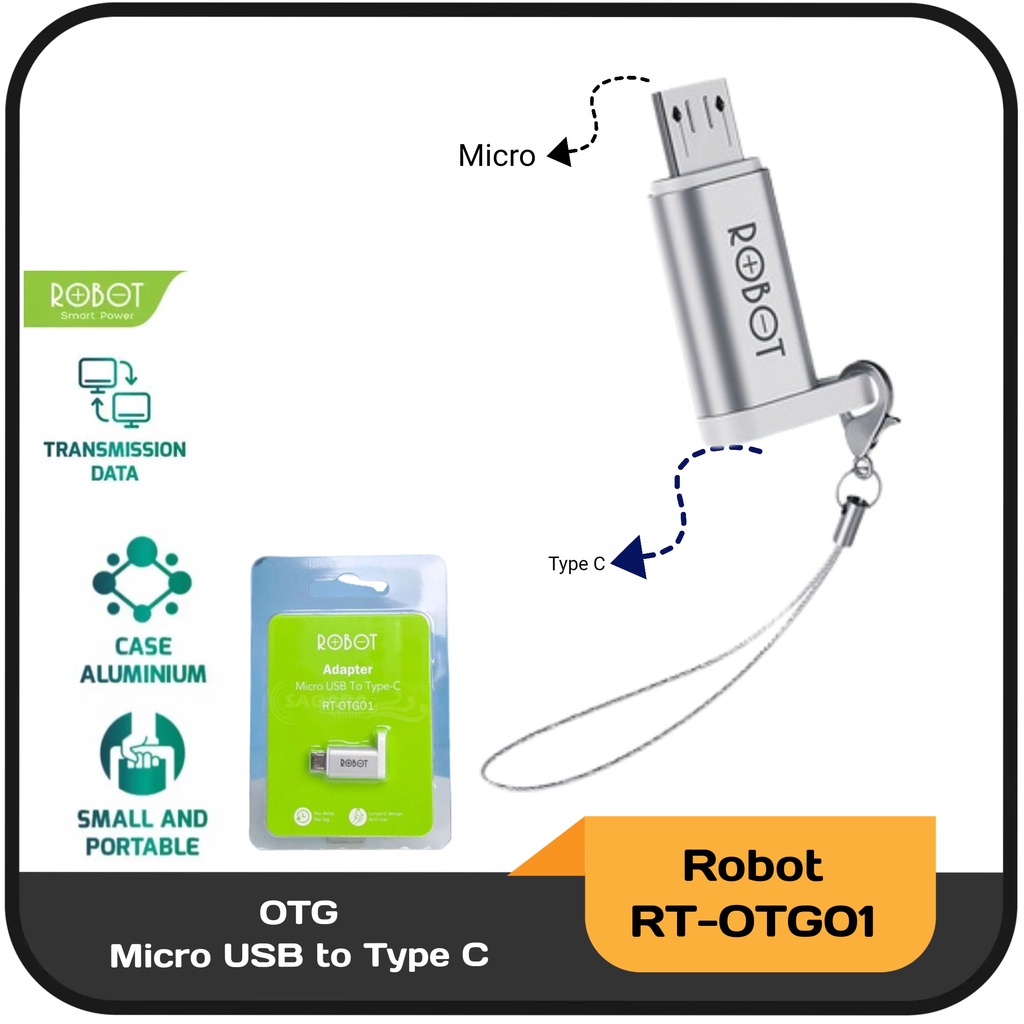 Jual Otg Adapter Micro Usb To Type C Robot Rt Otg Shopee Indonesia