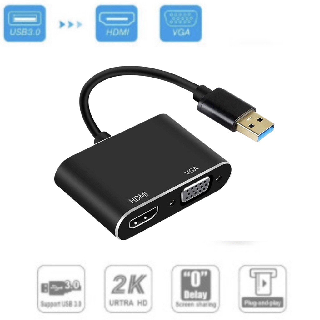 Jual Kabel Converter USB 3.0 2.0 TO VGA HDMI 1080p 2in1 proyektor tv 2 ...