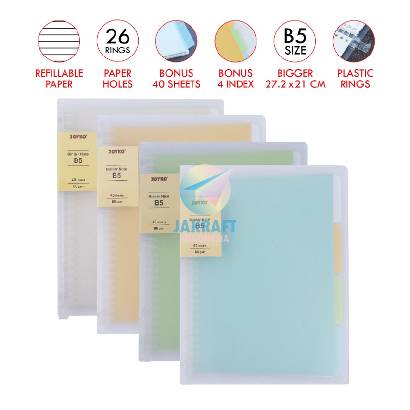 Jual Set Binder Note Transparan B Tp P Joyko Ring Bonus Index Divider Kertas