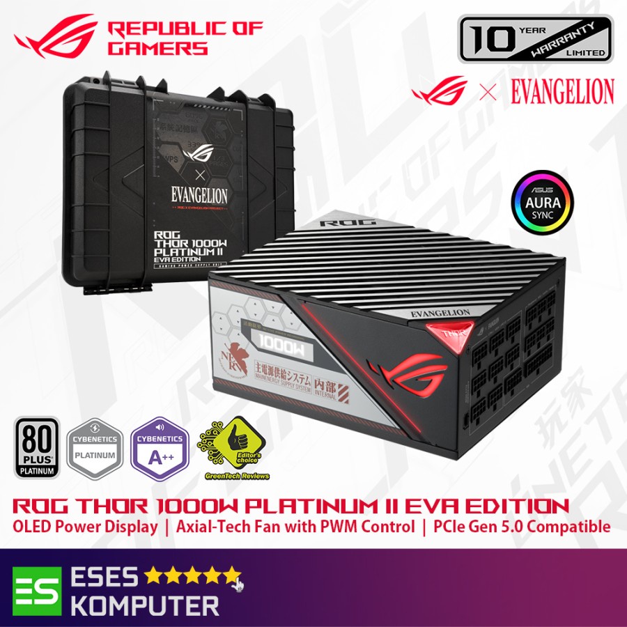 Jual PSU ASUS ROG THOR 1000W Platinum II EVA Edition OLED 80 Plus ...