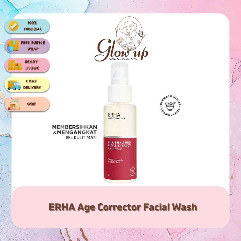 Jual GLOWUP ERHA Age Corrector Facial Wash 90ml AHA, BHA & Red Algae ...
